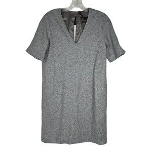 Massimo Dutti Wool Sheath Dress Gray Short Sleeves Lined Size 4 New